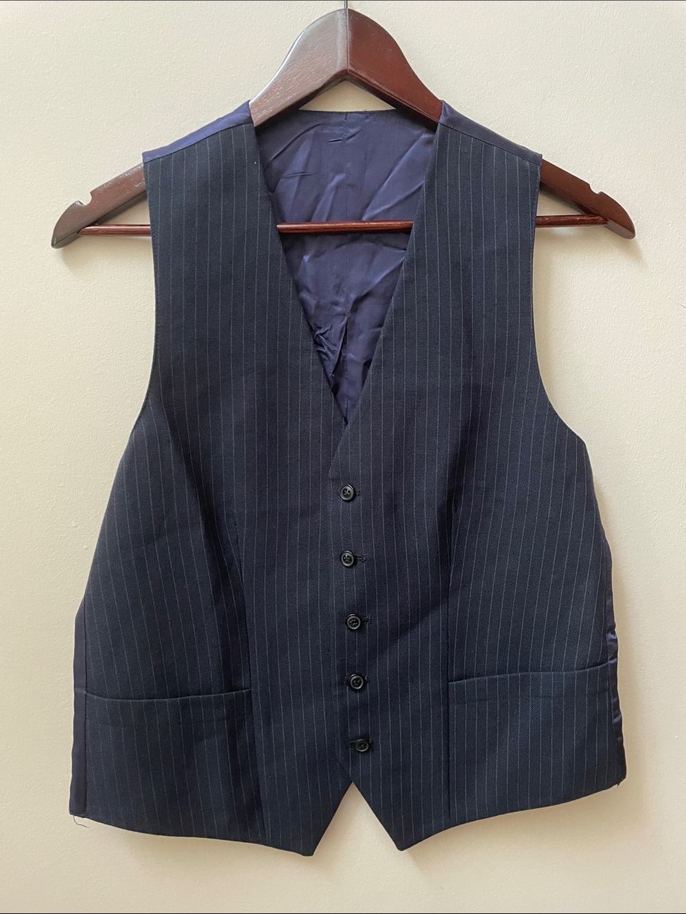 Men's Navy Pinstripe Suit Vest - Classic Formal Waistcoat